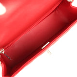 Chanel Mini Classic Rectangular Flap Bag Red Lambskin Silver Hardware - Thumbnail View 8