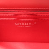 Chanel Mini Classic Rectangular Flap Bag Red Lambskin Silver Hardware - Thumbnail View 9