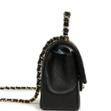 Chanel Mini Classic Rectangular Top Handle Flap Bag Black Lambskin Light Gold Hardware - Thumbnail View 3