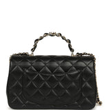 Chanel Mini Classic Rectangular Top Handle Flap Bag Black Lambskin Light Gold Hardware - Thumbnail View 4