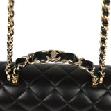 Chanel Mini Classic Rectangular Top Handle Flap Bag Black Lambskin Light Gold Hardware - Thumbnail View 8