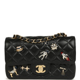 Chanel Mini Classic "Space Charms" Rectangular Flap Bag Black Lambskin Gold Hardware - Thumbnail View 1
