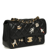 Chanel Mini Classic "Space Charms" Rectangular Flap Bag Black Lambskin Gold Hardware - Thumbnail View 2