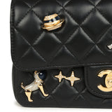 Chanel Mini Classic "Space Charms" Rectangular Flap Bag Black Lambskin Gold Hardware - Thumbnail View 8