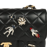 Chanel Mini Classic "Space Charms" Rectangular Flap Bag Black Lambskin Gold Hardware - Thumbnail View 9