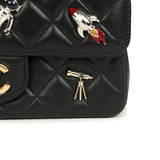 Chanel Mini Classic "Space Charms" Rectangular Flap Bag Black Lambskin Gold Hardware - Thumbnail View 11