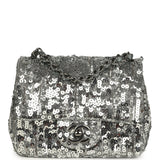 Chanel Mini Classic Square Flap Bag Metallic Silver Sequins Ruthenium Hardware - Thumbnail View 1