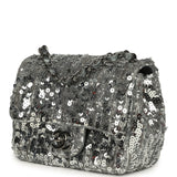 Chanel Mini Classic Square Flap Bag Metallic Silver Sequins Ruthenium Hardware - Thumbnail View 5