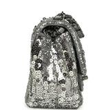 Chanel Mini Classic Square Flap Bag Metallic Silver Sequins Ruthenium Hardware - Thumbnail View 3