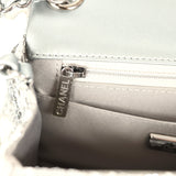 Chanel Mini Classic Square Flap Bag Metallic Silver Sequins Ruthenium Hardware - Thumbnail View 10