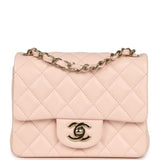 Chanel Mini Classic Square Flap Bag Pink Lambskin Gold Hardware - Thumbnail View 1