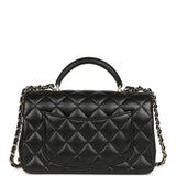 Chanel Mini Classic Rectangular Top Handle Flap Bag Black Lambskin Light Gold Hardware - Thumbnail View 4