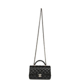 Chanel Mini Classic Rectangular Top Handle Flap Bag Black Lambskin Light Gold Hardware - Thumbnail View 7