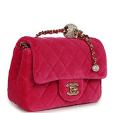 Chanel Mini Pearl Crush Square Flap Bag Fuchsia Velvet Light Gold Hardware - Thumbnail View 2