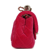 Chanel Mini Pearl Crush Square Flap Bag Fuchsia Velvet Light Gold Hardware - Thumbnail View 3