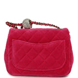 Chanel Mini Pearl Crush Square Flap Bag Fuchsia Velvet Light Gold Hardware - Thumbnail View 4