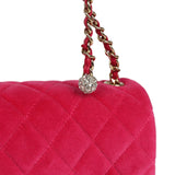 Chanel Mini Pearl Crush Square Flap Bag Fuchsia Velvet Light Gold Hardware - Thumbnail View 9