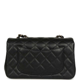 Chanel Mini Classic Rectangular Flap Bag Black Lambskin Light Gold Hardware - Thumbnail View 4