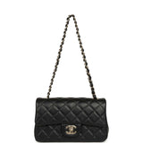 Chanel Mini Classic Rectangular Flap Bag Black Lambskin Light Gold Hardware - Thumbnail View 7