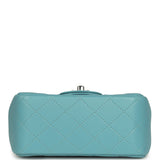 Chanel Mini Classic Square Flap Bag Light Blue Lambskin Silver Hardware - Thumbnail View 6