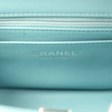 Chanel Mini Classic Square Flap Bag Light Blue Lambskin Silver Hardware - Thumbnail View 9