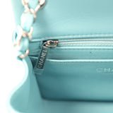Chanel Mini Classic Square Flap Bag Light Blue Lambskin Silver Hardware - Thumbnail View 10