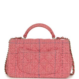 Pre-owned Chanel Mini Classic Rectangular Top Handle Flap Bag Pink Tweed Light Gold Hardware - Thumbnail View 4