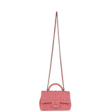 Pre-owned Chanel Mini Classic Rectangular Top Handle Flap Bag Pink Tweed Light Gold Hardware - Thumbnail View 7