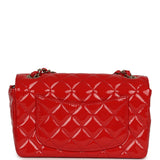 Pre-owned Chanel Mini Classic Rectangular Flap Bag Red Patent Light Gold Hardware - Thumbnail View 4