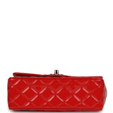 Pre-owned Chanel Mini Classic Rectangular Flap Bag Red Patent Light Gold Hardware - Thumbnail View 6