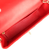 Pre-owned Chanel Mini Classic Rectangular Flap Bag Red Patent Light Gold Hardware - Thumbnail View 8