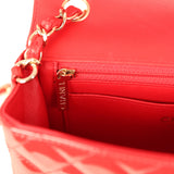 Pre-owned Chanel Mini Classic Rectangular Flap Bag Red Patent Light Gold Hardware - Thumbnail View 10