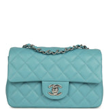 Chanel Mini Rectangular Flap Bag Light Blue Lambskin Light Gold Hardware - Thumbnail View 1