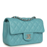 Chanel Mini Rectangular Flap Bag Light Blue Lambskin Light Gold Hardware - Thumbnail View 2