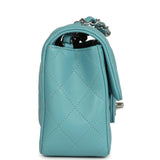 Chanel Mini Rectangular Flap Bag Light Blue Lambskin Light Gold Hardware - Thumbnail View 3