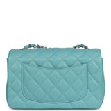 Chanel Mini Rectangular Flap Bag Light Blue Lambskin Light Gold Hardware - Thumbnail View 4