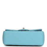 Chanel Mini Rectangular Flap Bag Light Blue Lambskin Light Gold Hardware - Thumbnail View 6