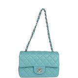 Chanel Mini Rectangular Flap Bag Light Blue Lambskin Light Gold Hardware - Thumbnail View 7