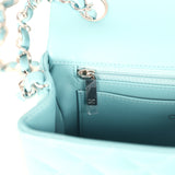 Chanel Mini Rectangular Flap Bag Light Blue Lambskin Light Gold Hardware - Thumbnail View 10
