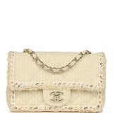 Chanel Mini Rectangular Flap Bag Cream Multicolor Tweed Light Gold Hardware - Thumbnail View 1