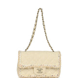 Chanel Mini Rectangular Flap Bag Cream Multicolor Tweed Light Gold Hardware - Thumbnail View 7
