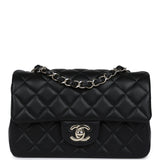 Pre-owned Chanel Mini Classic Rectangular Flap Bag Black Lambskin Light Gold Hardware - Thumbnail View 1