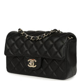 Pre-owned Chanel Mini Classic Rectangular Flap Bag Black Lambskin Light Gold Hardware - Thumbnail View 5