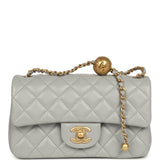 Chanel Mini Pearl Crush Rectangular Flap Bag Grey Lambskin Brushed Gold Hardware - Thumbnail View 1
