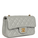 Chanel Mini Pearl Crush Rectangular Flap Bag Grey Lambskin Brushed Gold Hardware - Thumbnail View 2