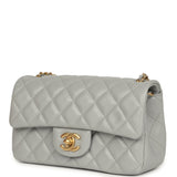 Chanel Mini Pearl Crush Rectangular Flap Bag Grey Lambskin Brushed Gold Hardware - Thumbnail View 5