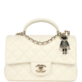 Chanel Mini Rectangular Flap Bag with Top Handle White Lambskin Light Gold Hardware - Thumbnail View 1