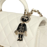 Chanel Mini Rectangular Flap Bag with Top Handle White Lambskin Light Gold Hardware - Thumbnail View 8
