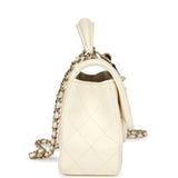 Chanel Mini Rectangular Flap Bag with Top Handle White Lambskin Light Gold Hardware - Thumbnail View 3