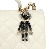 Chanel Mini Rectangular Flap Bag with Top Handle White Lambskin Light Gold Hardware - Thumbnail View 9